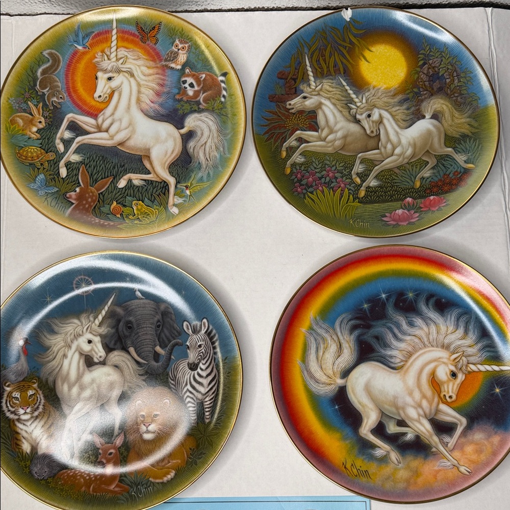Colorful Unicorn Ceramic Plate Set
